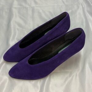 Vintage 80s Rooster Brand Purple Suede Pumps Heels Retro Office Corporate 1980s